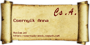 Csernyik Anna névjegykártya